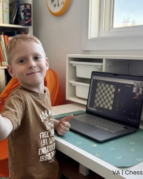 Kyrylo Yefimenko, a young chess student at White Knight Academy